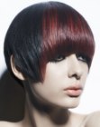 Face framing short hairstyle with curved bangs
