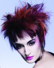 Punky hairdo with spikes and different hair colors
