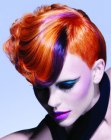 Very short hairstyle with a rainbow of hair colors