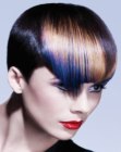 Short hairstyle with clear contours and multiple hair colors