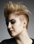 Short haircut with buzz cut sides and back for women