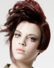 Short hairstyle with a single long hair strand along the face
