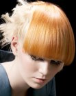 Short hair with platinum blonde and orange color contrasts