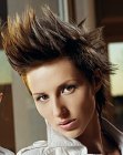 Short punk rock hairstyle with spikes for women