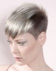Very short haircut with buzz cut neck and sides for women