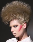Women's hair styled into a faux Mohawk