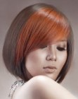 Chin length bob with pointy tips and an inward turn