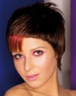 Short hairstyle with point texturing and contrasting hair colors