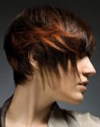 Hairstyle with a very short neckline and textured sides