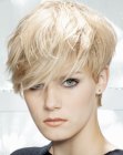 Trendy short haircut with length in the bangs