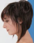 A-line shape haircut with a high back and tapering
