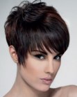 Pixie cut with a very short graduated neck and a longer front