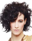 Layered and textured bob with wild curls and gloss