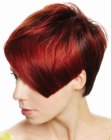 Red hair with short contours and longer top hair