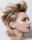Trendy short haircut with the hair curved around the ears