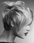 Expressive short haircut with a contrast of hair lengths and textures
