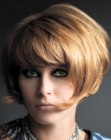 Short bob with retro elements and curves at the ends