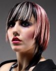 Modern bob with vertical stripes painted into the hair