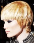 Fashionable short hairstyle with razor cut back and sides