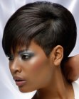 Short hairstyle with clipper cut sections for black hair