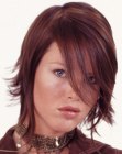 Modern semi-short hairstyle with layers and side bangs