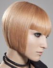 Angled jawline length bob with very smooth styling