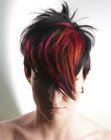 Short hair with a round shape and contrasting colors