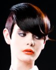 Glossy pixie cut with very short undercut sides
