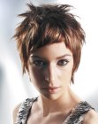 Fresh short hairdo with precision cut sides and bangs