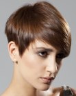 Flattering short haircut with longer top hair