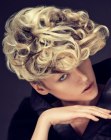 Short black and blonde hair combination with curls