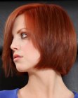 Short chin length bob with an edge that curves in
