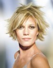 Bob like haircut with layers and messy styling