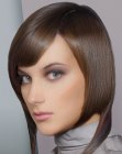 Brunette bob with extended lengths in the back
