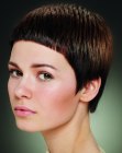 Very short haircut for women that draws attention to the face