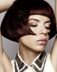Short bob with curved in sides and pointy tips