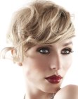 Short comb over retro hairstyle with a side curl