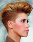 Short haircut with buzz cut sides for women