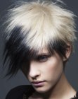 Short hair with a color combination of black and blonde
