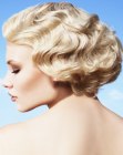 Short blonde hair with vintage water waves