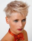 Pixie cut styled with lifted top hair for a night out