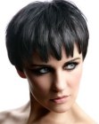 Short women's hairstyle with half of the ears covered