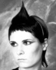 Punk hairdo with a pointed flame shape