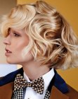 Blonde bob with curves and thick waves for movement