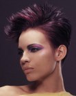 Very short haircut with a high neckline for women