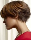 Short haircut with a feathery neck section