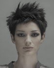 Very short hairstyle with choppy layers for women