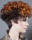 Short haircut with a steep neckline and curls