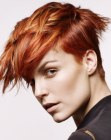 Copper and gold pixie cut with a very short neck section