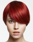 Sleek rounded bob for ruby red hair